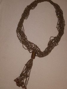 Brown beaded tassle necklace